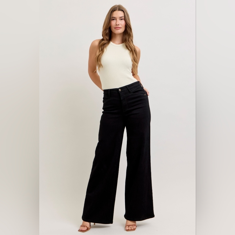 Judy Blue High Rise Classic Black Wide Leg Jeans Neutral Stretch Various NEW